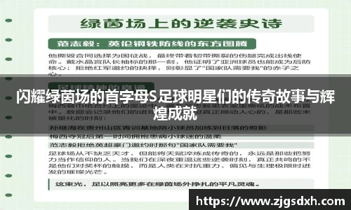 闪耀绿茵场的首字母S足球明星们的传奇故事与辉煌成就